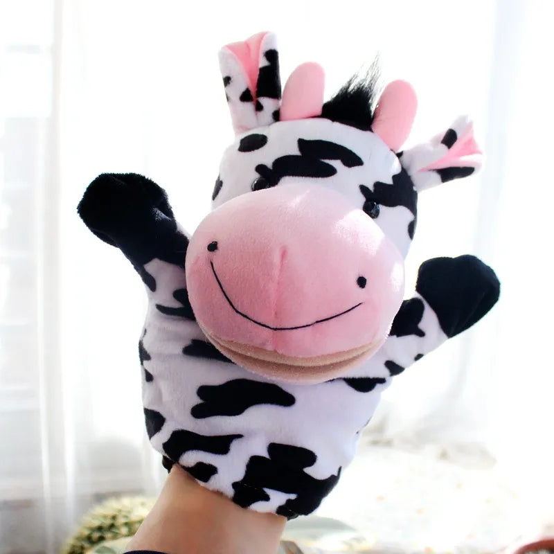 Can open mouth cartoon animal plush hand puppet parent-child toy mouth can move a variety of styles  spot mixed batch
