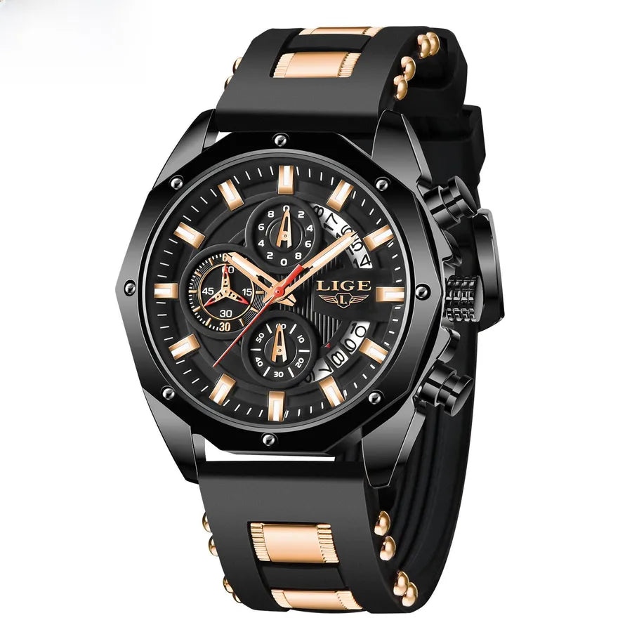LIGE/LIGE 8908 sports quartz watch multifunctional six-pin calendar student youth Polygon Watch