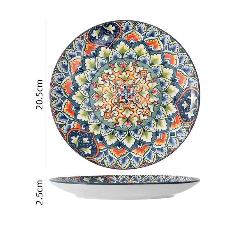 Bohemian Ceramic Tableware Bilitis Dishes Light Luxury Hand-painted Creative Household Rice Bowl Soup Bowl Dish Plate