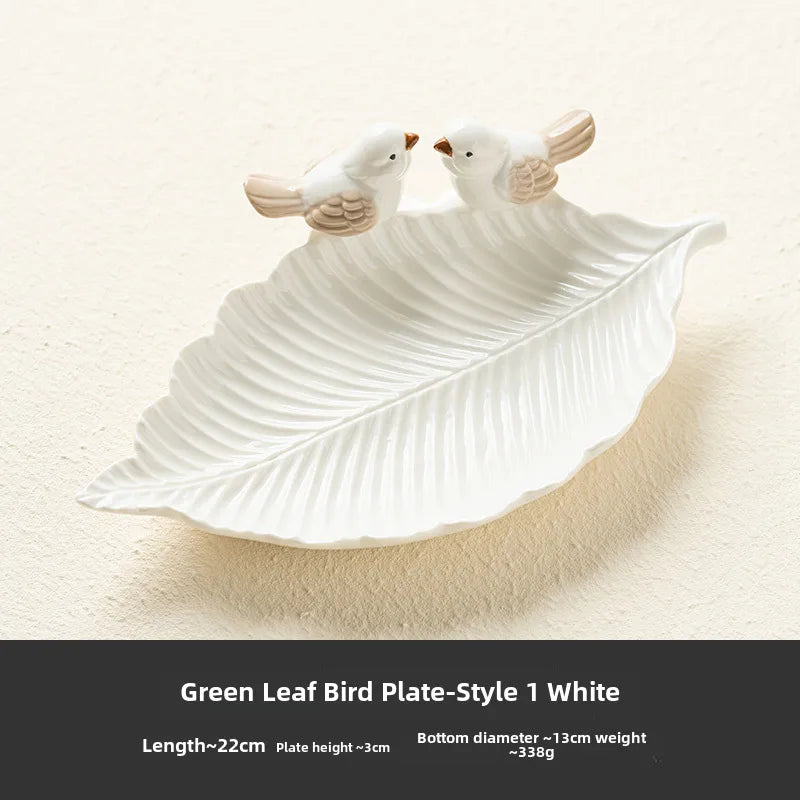 Bird Dim & Sum Plate Ceramic Jewelry Storage Plate Creative Cute Storage Rack Soap Dish Light Luxury High-end Plate