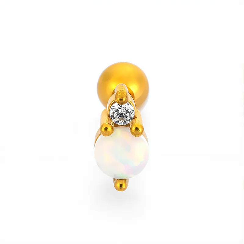 1 Piece Casual Nordic Style Punk Four Leaf Clover Wings Fish Tail Polishing Plating 316L Stainless Steel  Zircon 18K Gold Plated Screw Backs Ear Studs