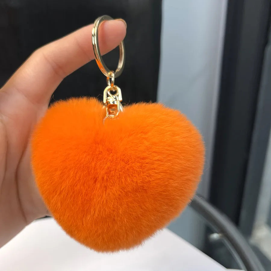 Classic Style Heart Shape Rex rabbit fur Bag Pendant Keychain