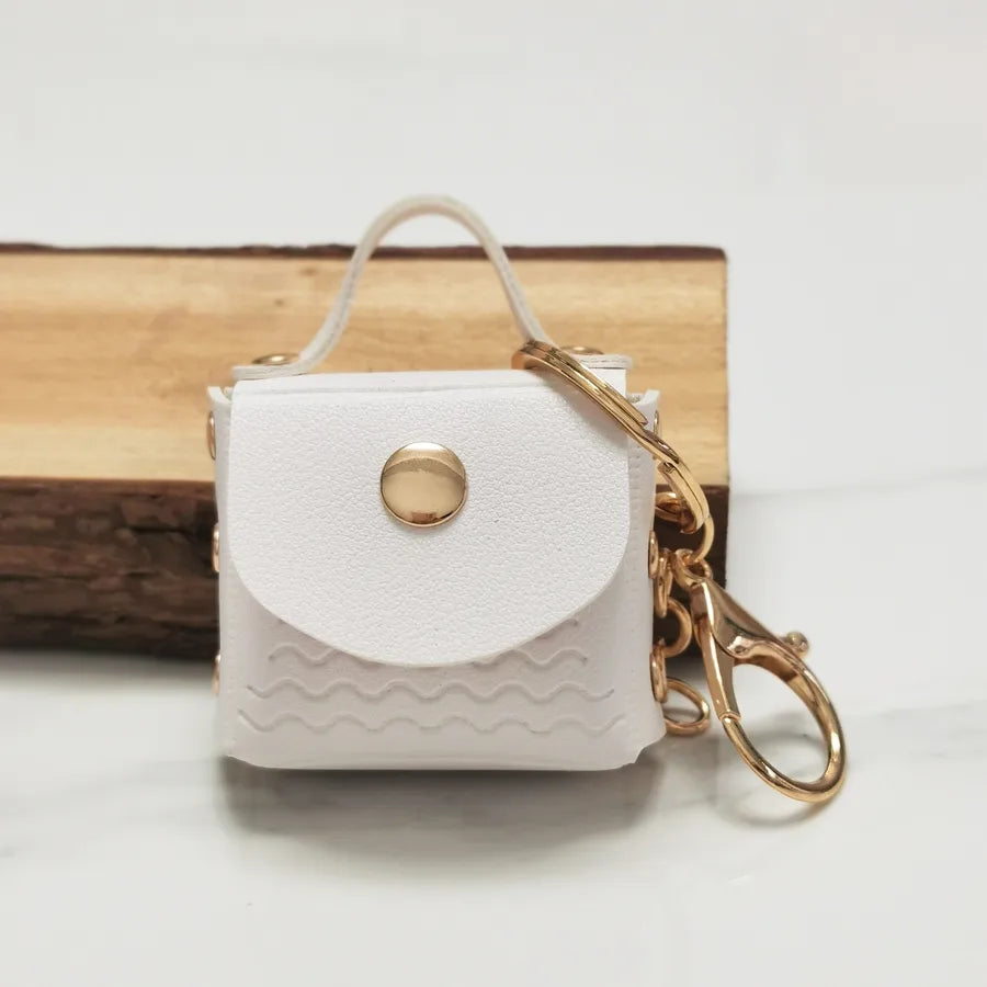 Simple Style Solid Color Pu Leather Women's Keychain