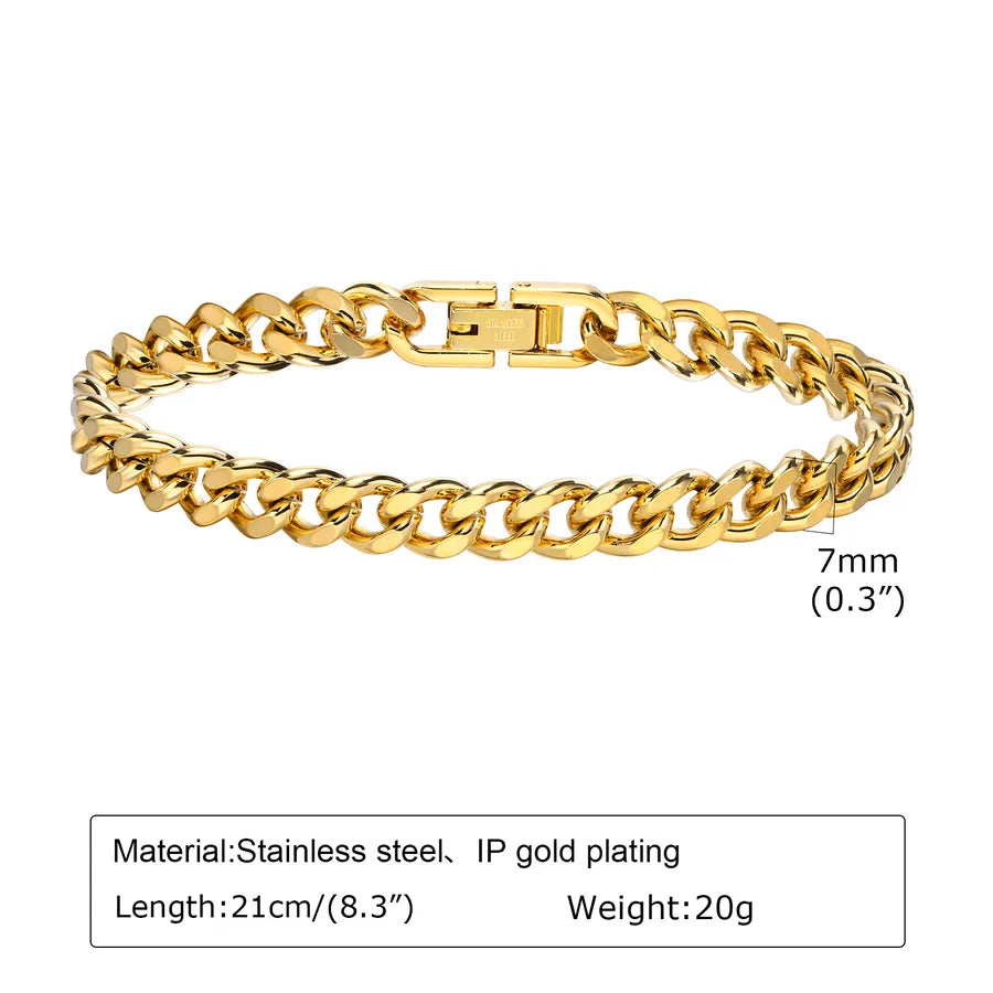 Simple Style Solid Color Stainless Steel Men's Bracelets