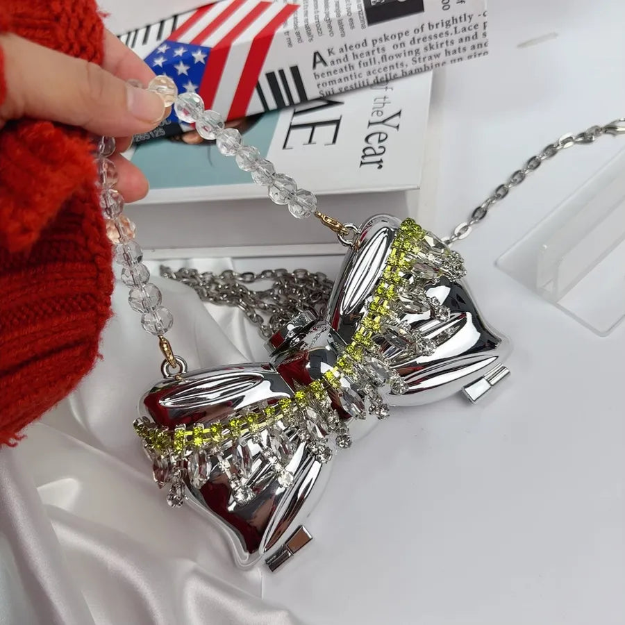 Women's Acrylic Bow Knot Elegant Streetwear Bow Type Lock clasp Shoulder Bag Handbag Box bag