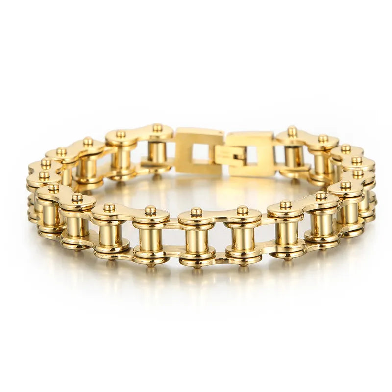 Hip-Hop Solid Color Stainless Steel 18K Gold Plated Men's Bracelets