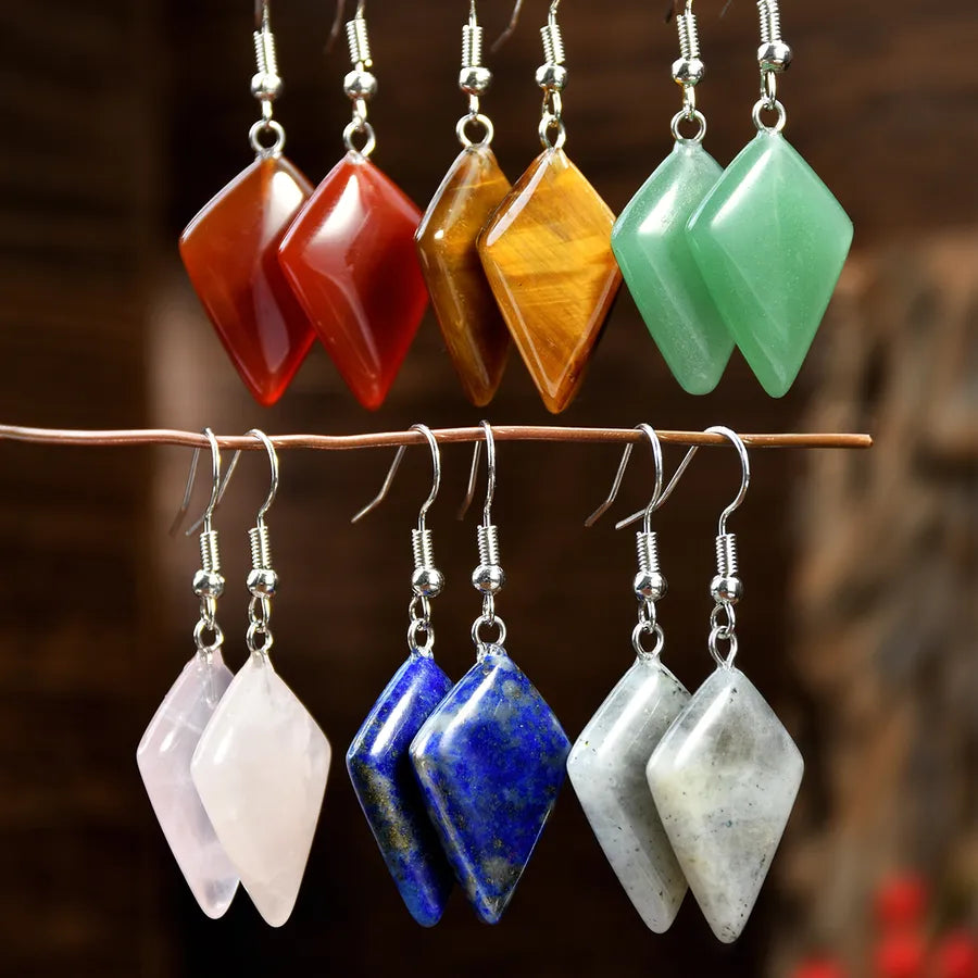 1 Pair Vacation Classic Style Geometric Alloy natural stone Drop Earrings