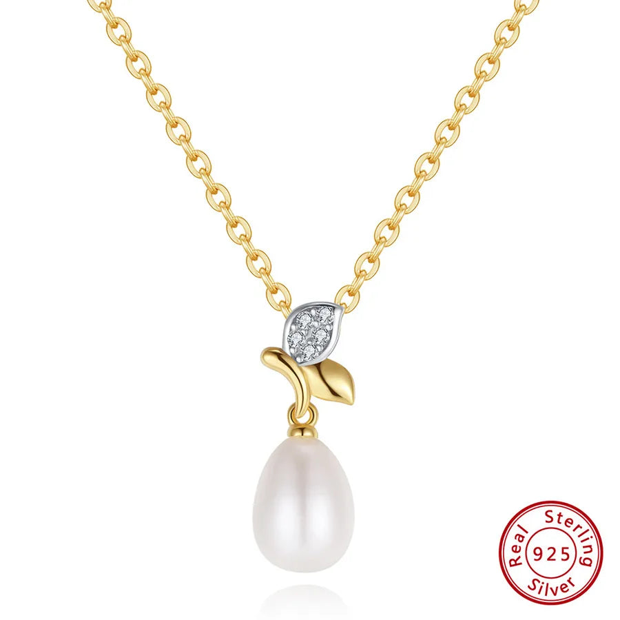 925 Sterling Silver Freshwater Pearl cable chain Plating Geometric Double Layer Necklaces Pendant Necklace Necklace