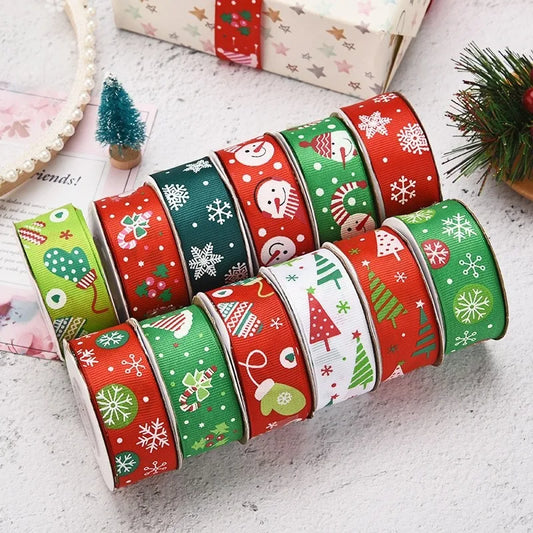 Christmas Decorative Ribbon 1cm 2cm Small Roll Colorful New Year Holiday Gift Wrapping Tassel Ribbon Jewelry Packaging Rope