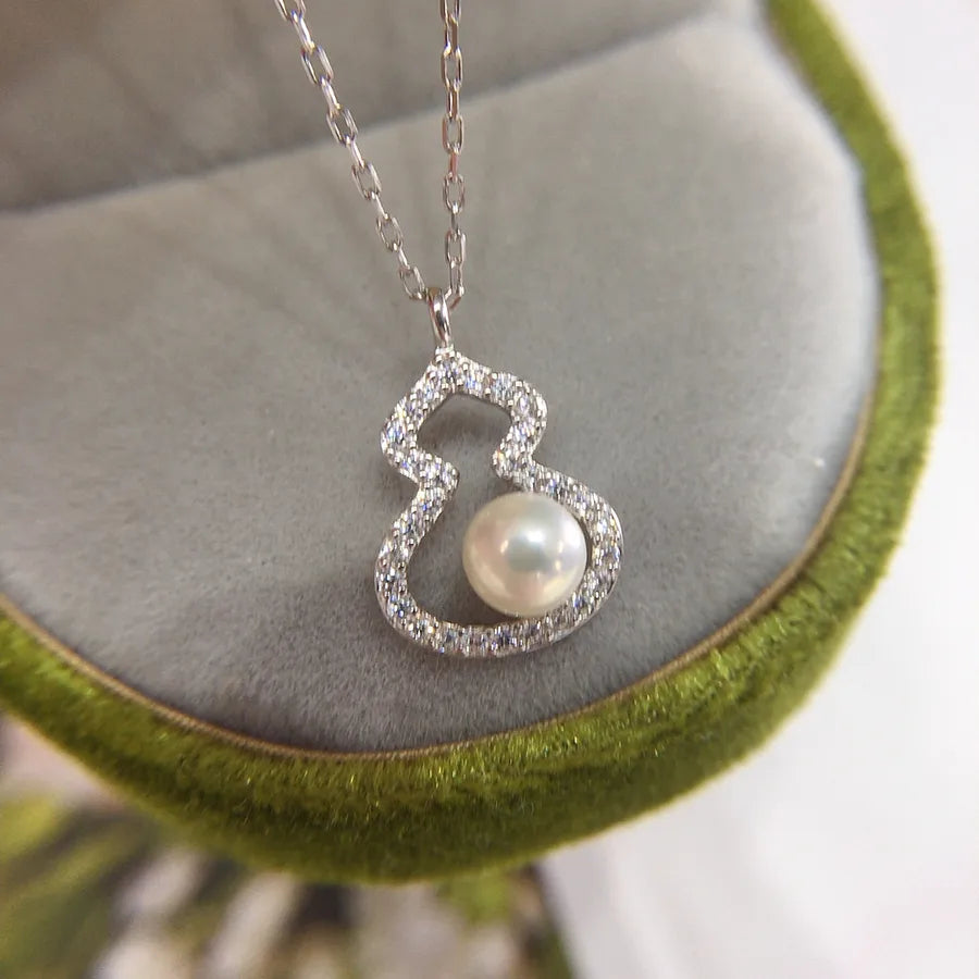 Zhuji Natural Freshwater Pearl Pendant Good Luck Gourd Fortune S925 Sterling Silver Fulu Pearl Necklace Clavicle Chain