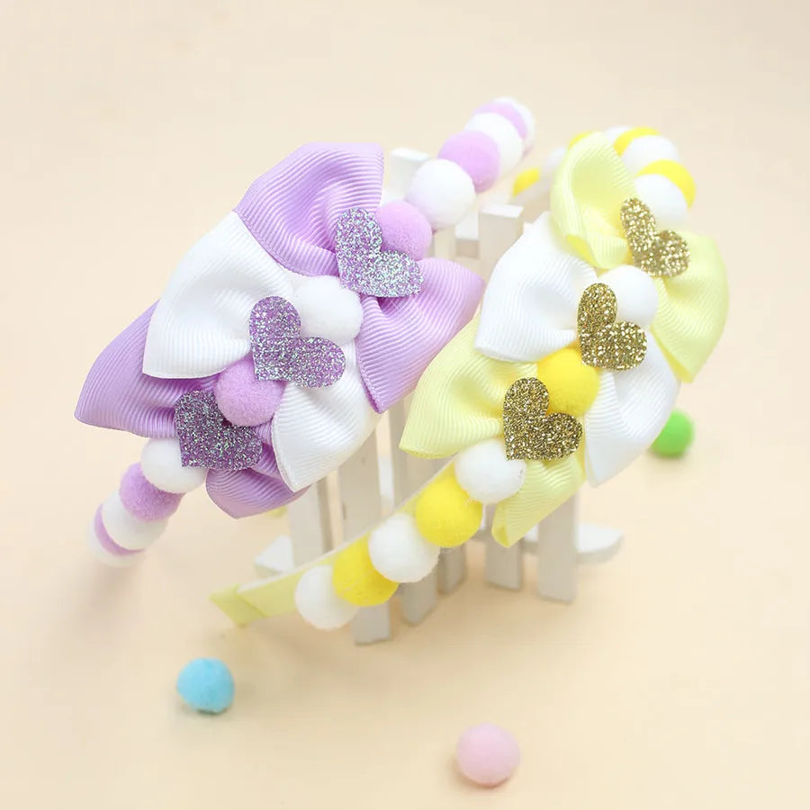New Valentine's Day Hair Ball Double-layer Bubble Flower Bow Hair Band Sweet Cute Girl Headwear
