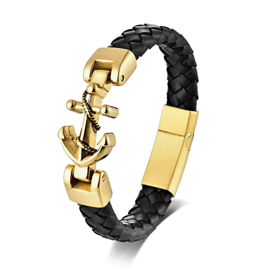 Hip-Hop Cool Style Geometric 304 Stainless Steel 316 Stainless Steel  Pu Leather Wholesale Bracelets