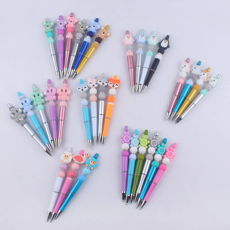 creative cartoon animal silicone bead color ballpoint pen