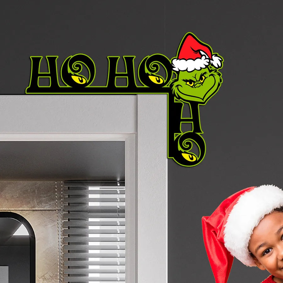Christmas Decorative Wooden Corner Stickers MZ648-652 Santa Claus Reindeer Grinch Cartoon Animation Wall Decals