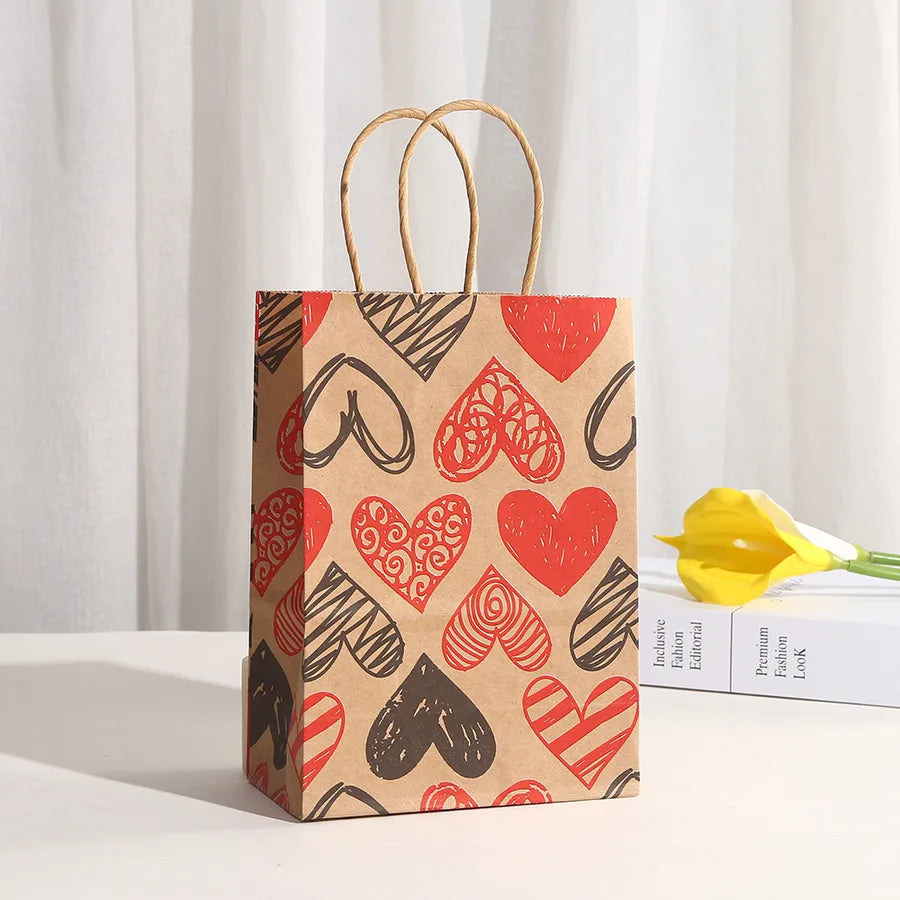 valentine's day casual cartoon brown paper party gift bags