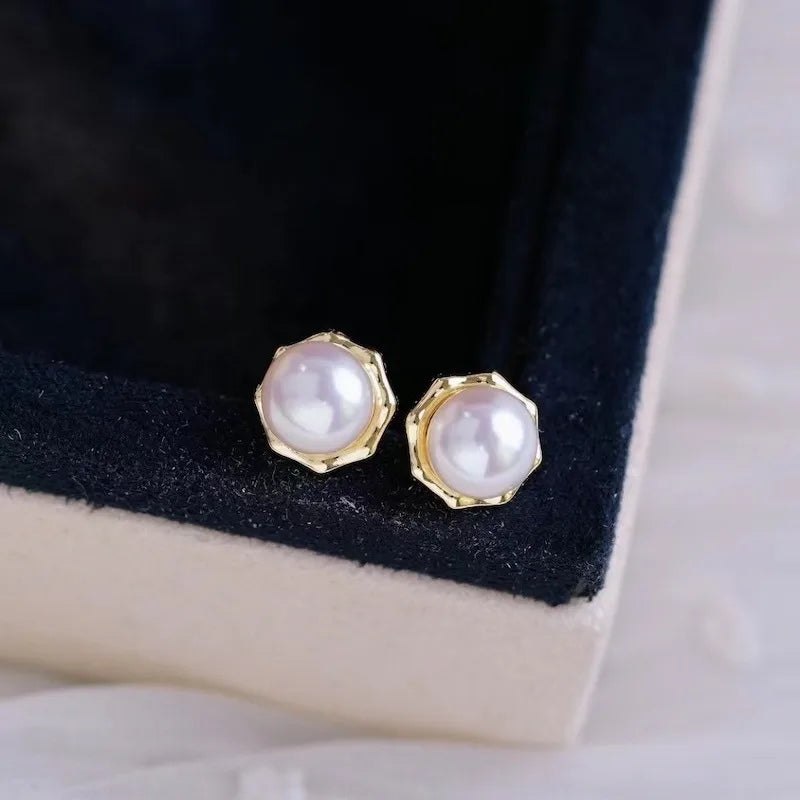 1 Pair Freshwater pearl earrings Pearl Ear Studs