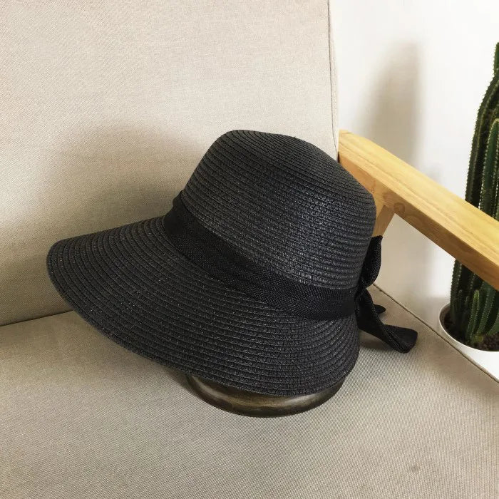 Women's Retro Solid Color Big Eaves Straw Hat