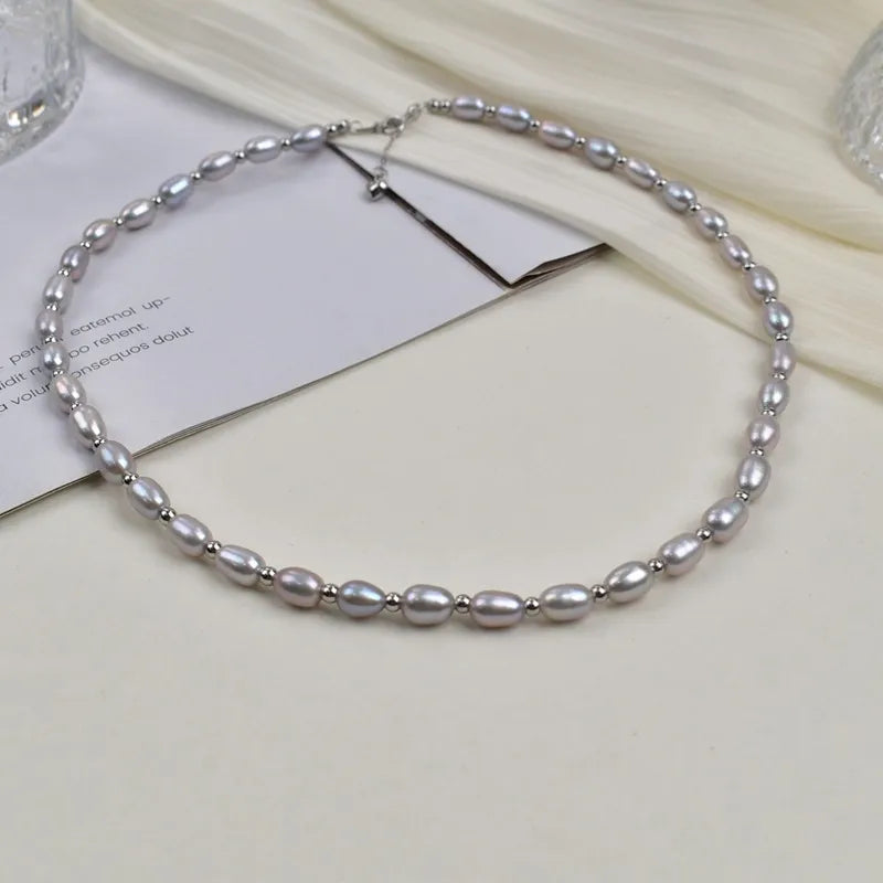Natural Freshwater Pearl Necklace Collection For Women Elegant Simple Irregular Lockbone Chain Necklace Baroque Style