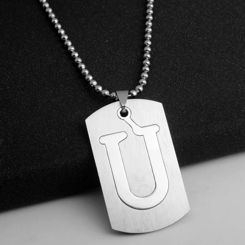 Hip-Hop Simple Style Letter 304 Stainless Steel Hollow Out Men's Pendant Necklace