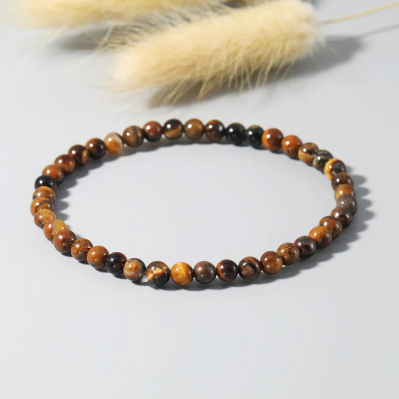 Explosions 4mm Natural Stone Mini Energy Bracelet Women's Gone Beads Semi-precious Stacked Jewelry Bracelet