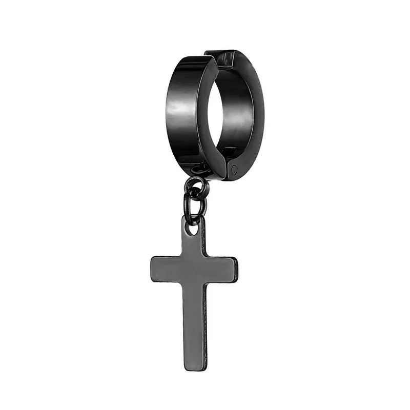 simple style cross titanium steel plating ear clips 1 piece