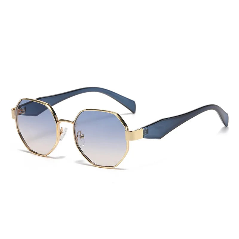 New Style Sunglasses High Sense Women's Personality Modern Box Polygon Metal Sunglasses UV Protection Sunglasses