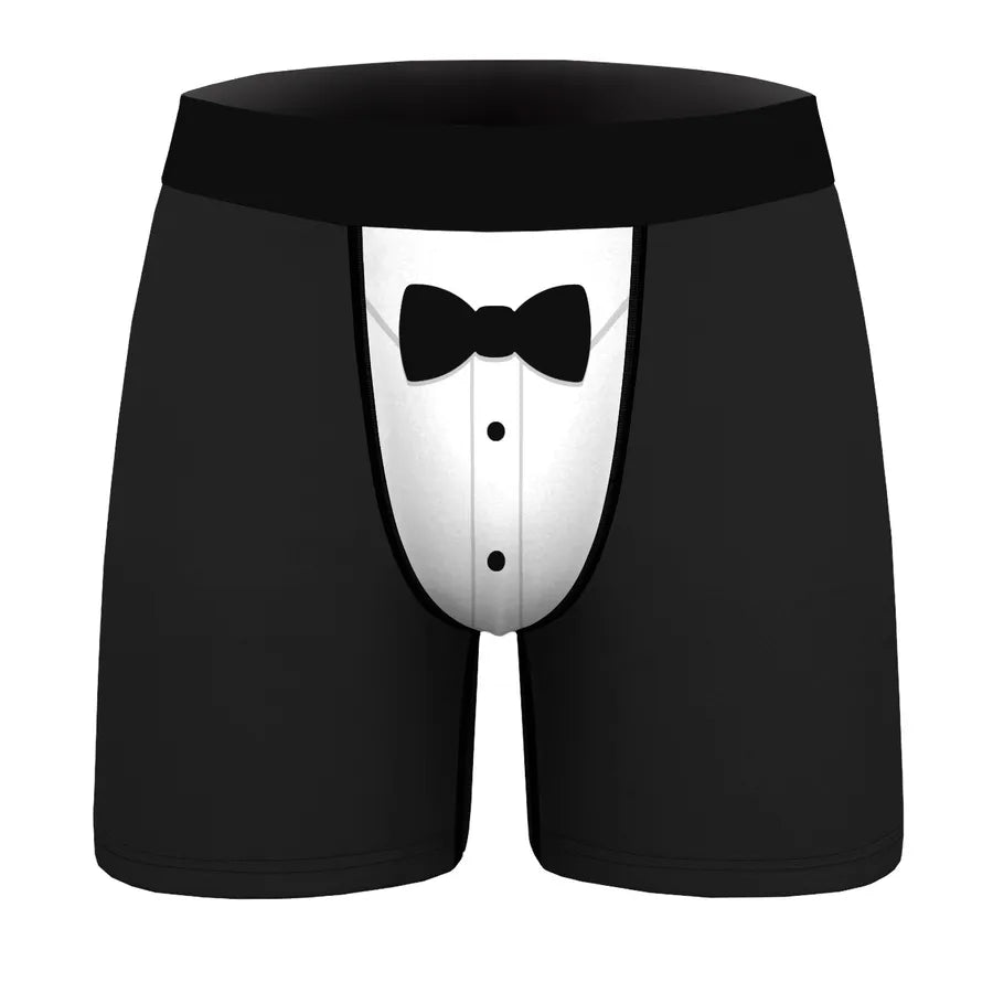 In Stock Wholesale Green Fur Weird Christmas Digital Printing Men's Breathable Underwear Daily Wear Comfortable Stretch Boxers