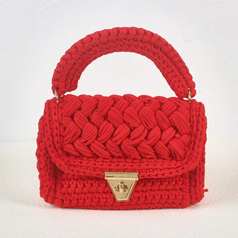 women's polyester color block elegant ethnic style square lock clasp handbag