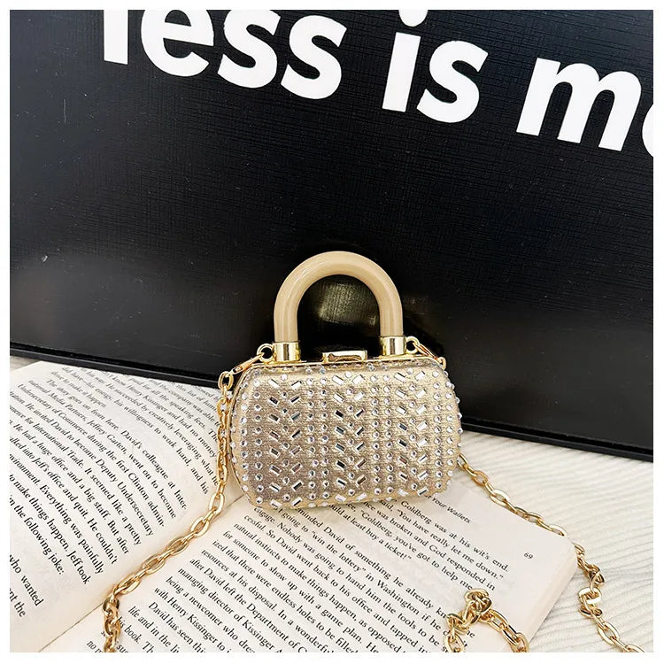 Women's PU Geometric Square Elegant Streetwear Lock Hollow Semicircle Round Square Lock clasp Handbag Crossbody Bag