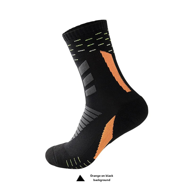 Autumn and Winter New Men's Socks Breathable Sweat-Absorbing Towel Bottom Sports Socks Fashionable Basketball Socks Socks Men's Medium Socks