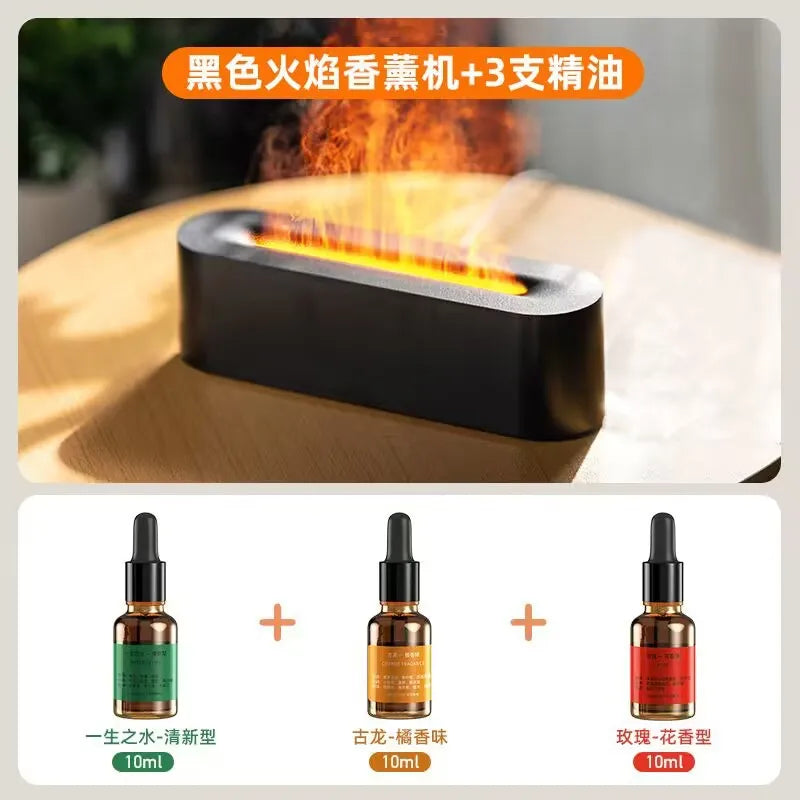 colorful 3d simulation flame aromatherapy Machine usb home office atmosphere air humidifying flame humidifier