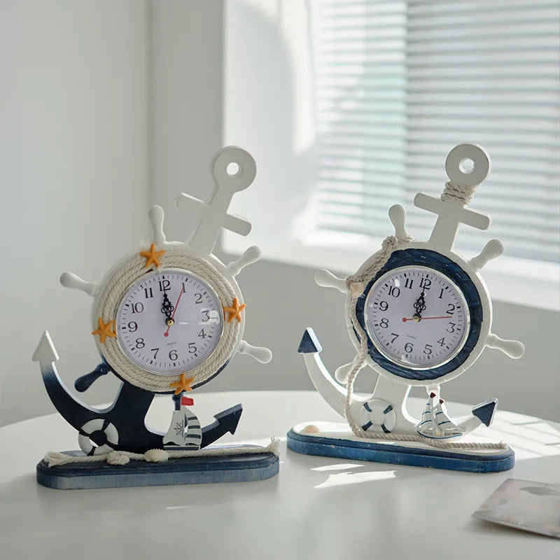 Navy Style Marine Style Anchor Clock Wood Ornaments Clock Artificial Decorations