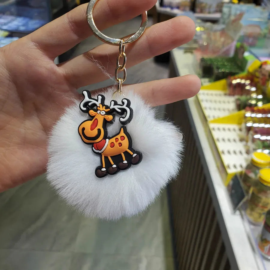 creative three-dimensional christmas fur ball bag pendant keychain
