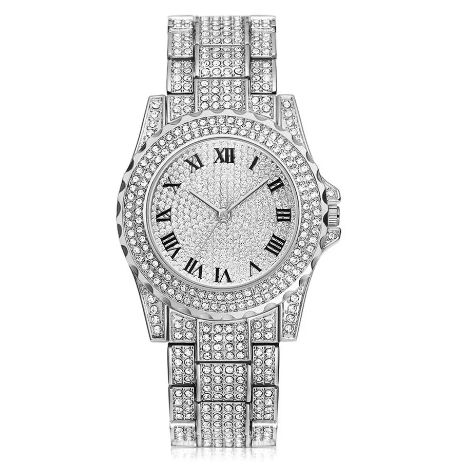Shiny Solid Color Single Folding Buckle Quartz Women's Watches
