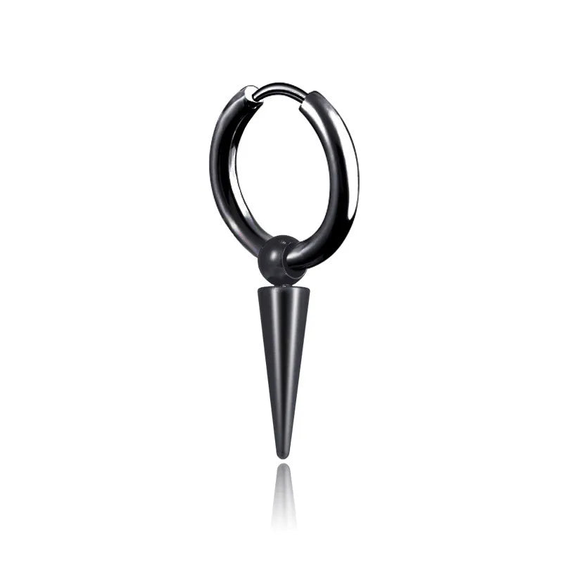 fashion stainless steel tassel single point cone earrings single