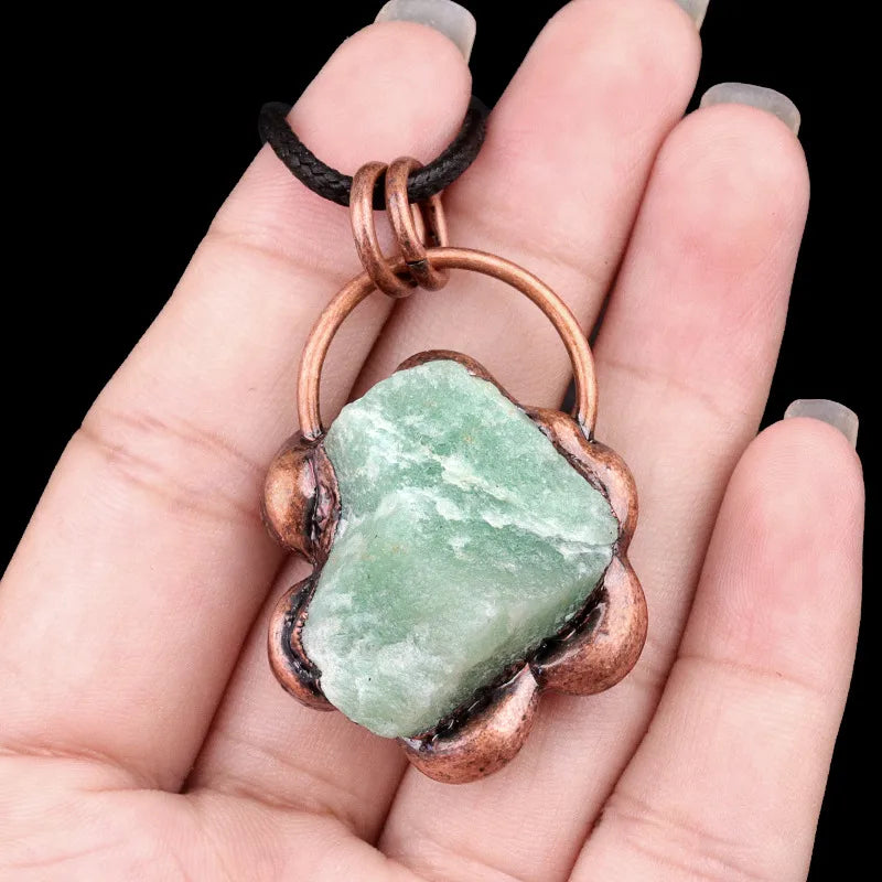Elegant Vintage Style Geometric natural stone rope Copper Natural Stone Crystal February Birthstone Amethyst cable chain box chain Pendant Necklace In Bulk