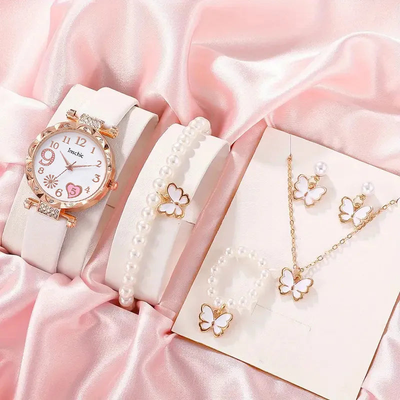 Cute Lady Sweet Butterfly Single Folding Buckle Quartz Women's Watches