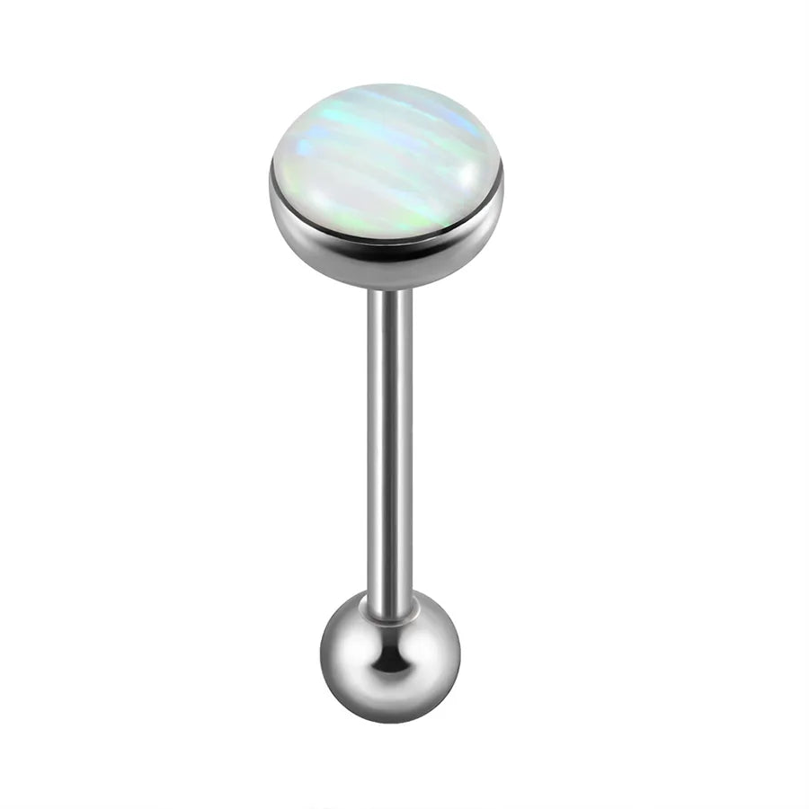 1 Piece Tongue Rings Casual Elegant Vacation Round 304 Stainless Steel Polishing Enamel Inlay Resin Opal Tongue Rings