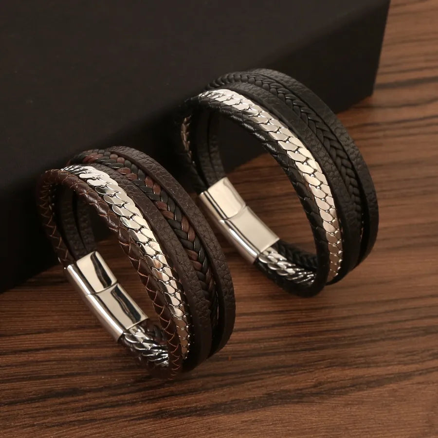 hip-hop vintage style rock geometric stainless steel men's bangle