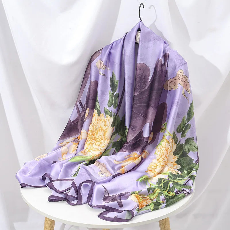 women's lady flower cloud brocade printing scarf