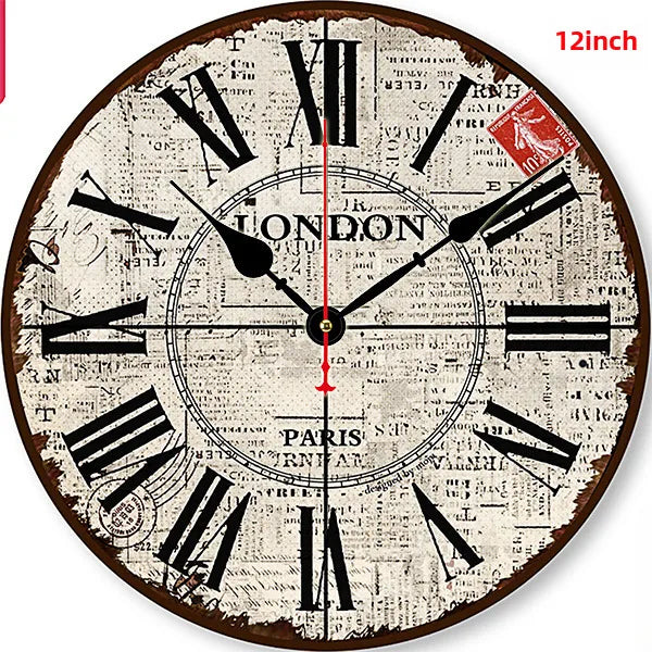 A generation of  wall clock retro simple wooden clock wall hanging decorative round clock creative mute clock