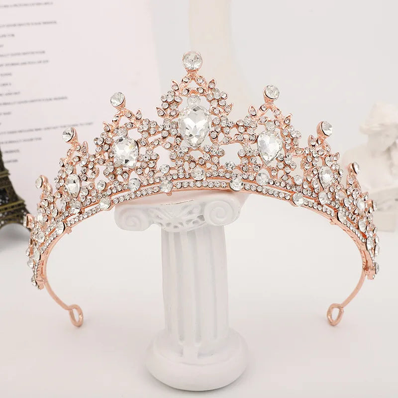 bridal water droplets alloy inlay rhinestones crown