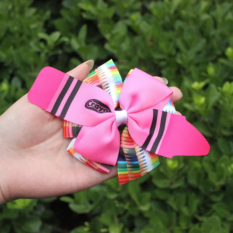New Back-To-School Season Crayon Double-Layer Bow Hairpin Back-To-School Season Children's Stationery Notebook