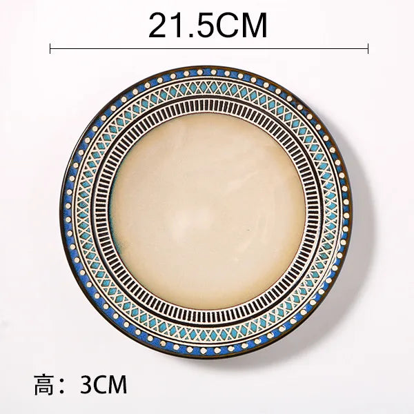 Retro Solid Color Flower ceramics Tableware 1 Piece