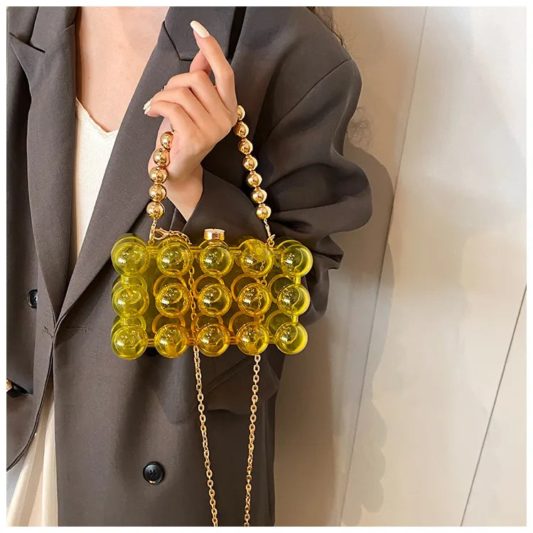 Women's Arylic Solid Color Streetwear Transparent Square Magnetic Buckle Shoulder Bag Crossbody Bag