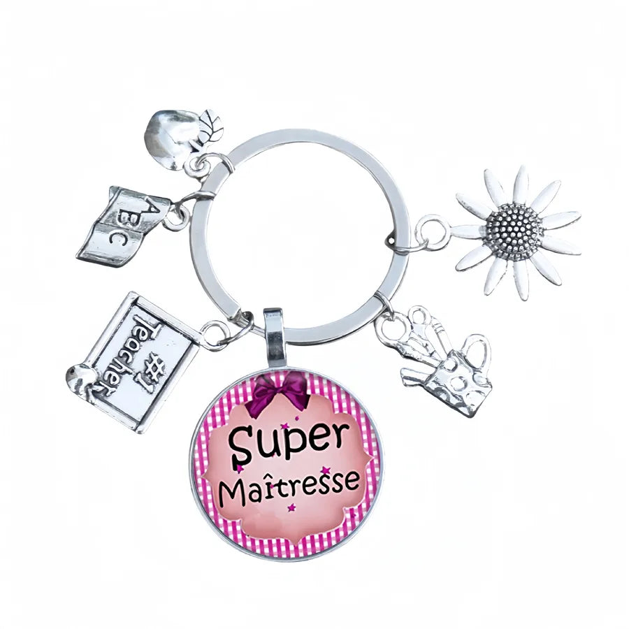 Modern Style Letter Flower Alloy Glass Unisex Keychain