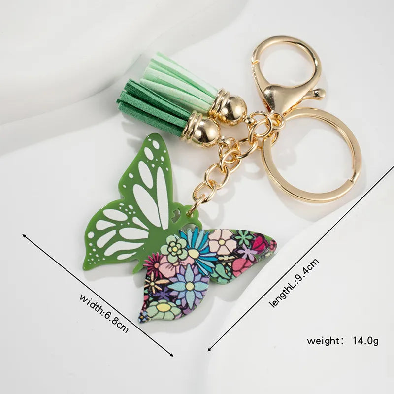 cute butterfly arylic epoxy women's bag pendant keychain