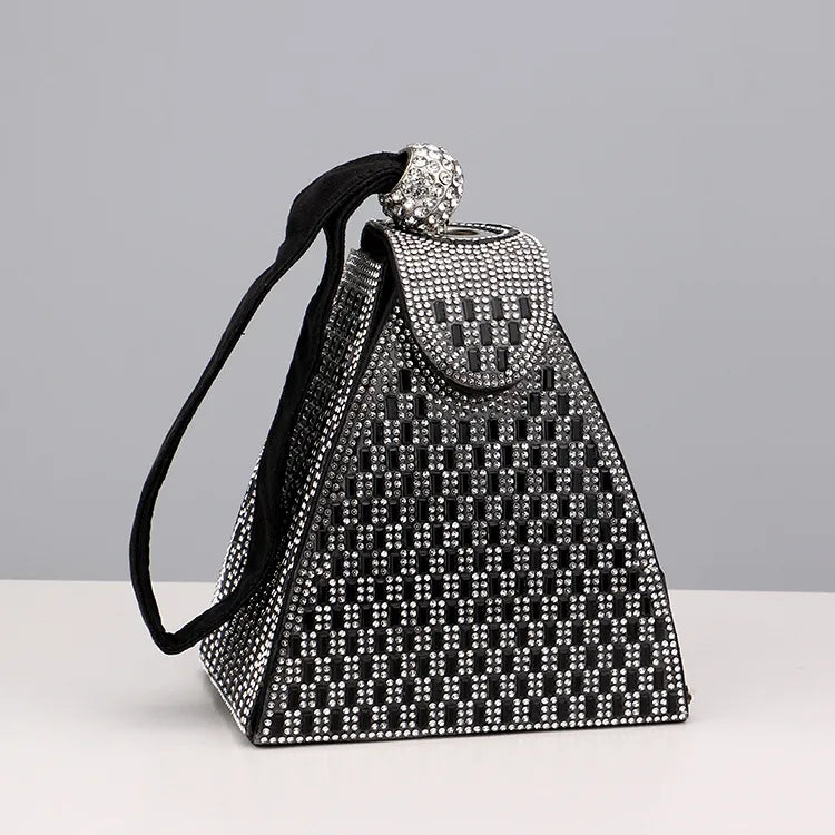 black gold silver pu leather solid color rhinestone evening bags