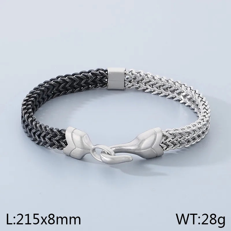 Personalized Trendy Double-Layer Color Matching Keel Woven Chain Titanium Steel Men's Bracelet