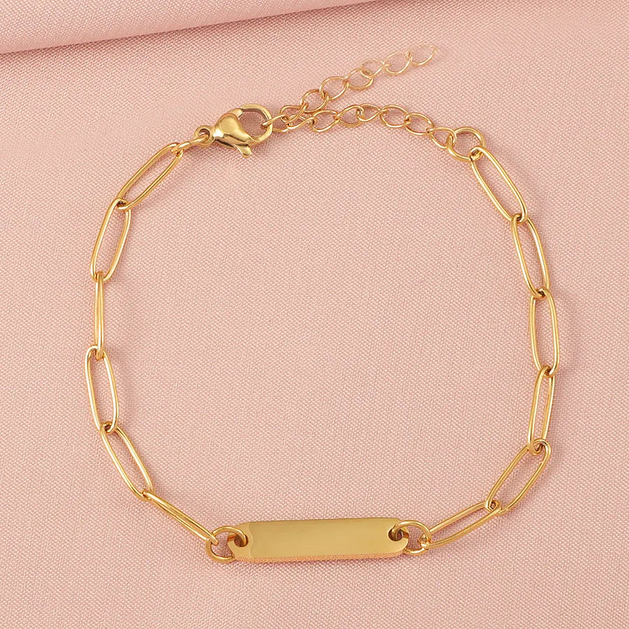 Simple Style Geometric 304 Stainless Steel Paperclip Chain Bracelets In Bulk